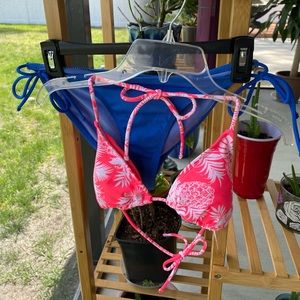 ☀️Hawaiian 🌺 Neon Bikini Bathing Suit, Blue Bottoms, Pink Top, Size M, NWT, OP